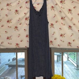 navy and white striped dress